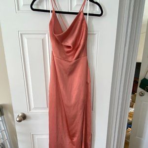 Lulus See The Sunrise Rusty Rose Satin Sleeveless Cowl Neck Maxi Dress